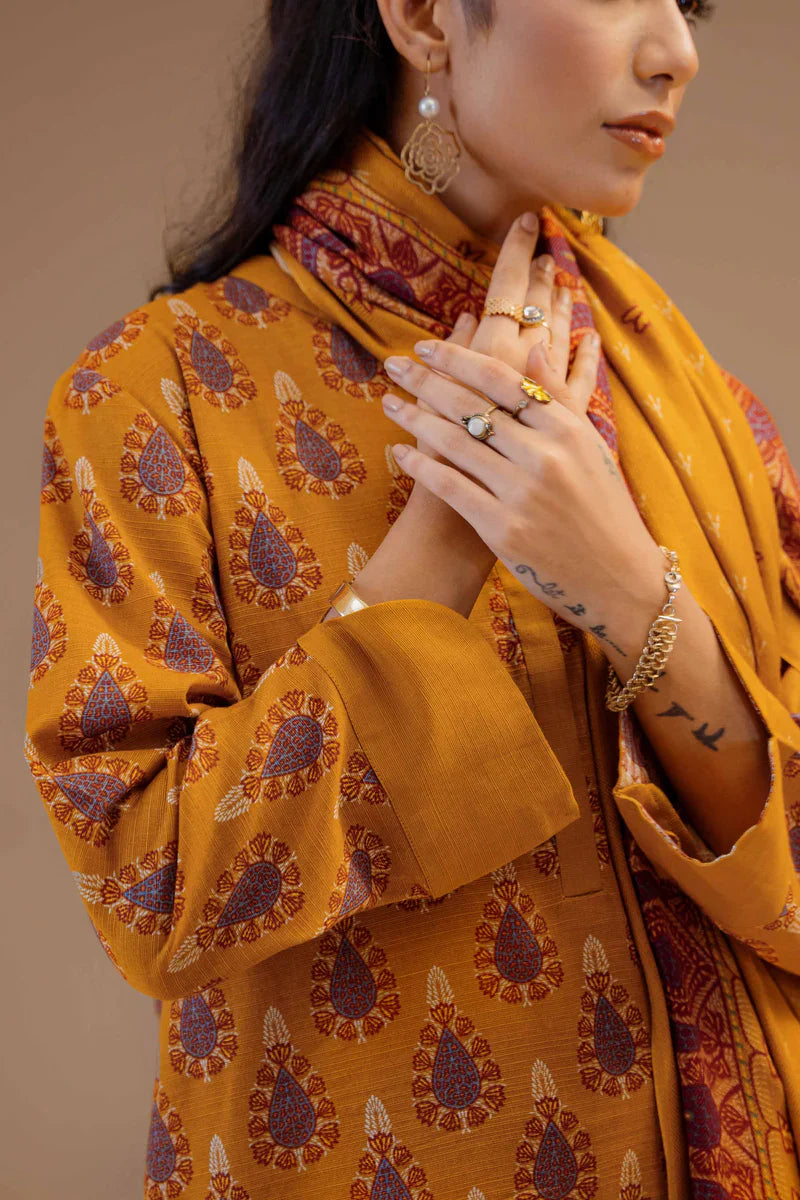 Nishat Linen – Mustard Khaddar 3-Piece Suit