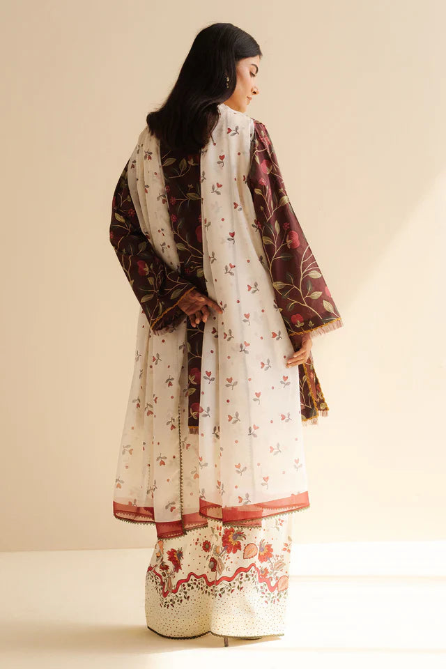 Zara Shahjahan Coco-7A Rey 3-Piece Printed Lawn (Lawn Shirt, Cambric Pants, Silk Dupatta)