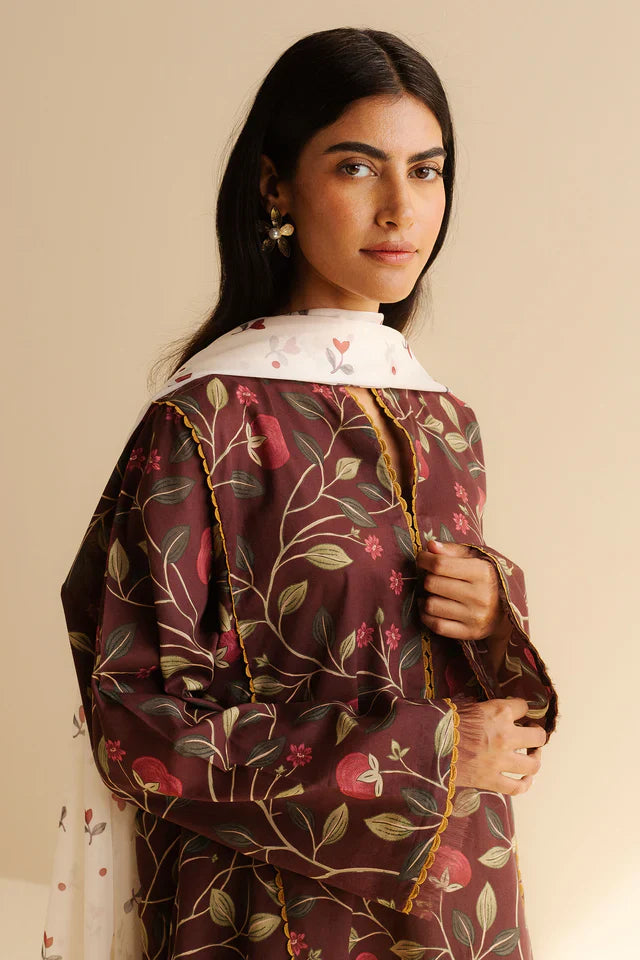 Zara Shahjahan Coco-7A Rey 3-Piece Printed Lawn (Lawn Shirt, Cambric Pants, Silk Dupatta)