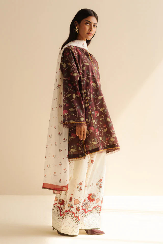 Zara Shahjahan Coco-7A Rey 3-Piece Printed Lawn (Lawn Shirt, Cambric Pants, Silk Dupatta)