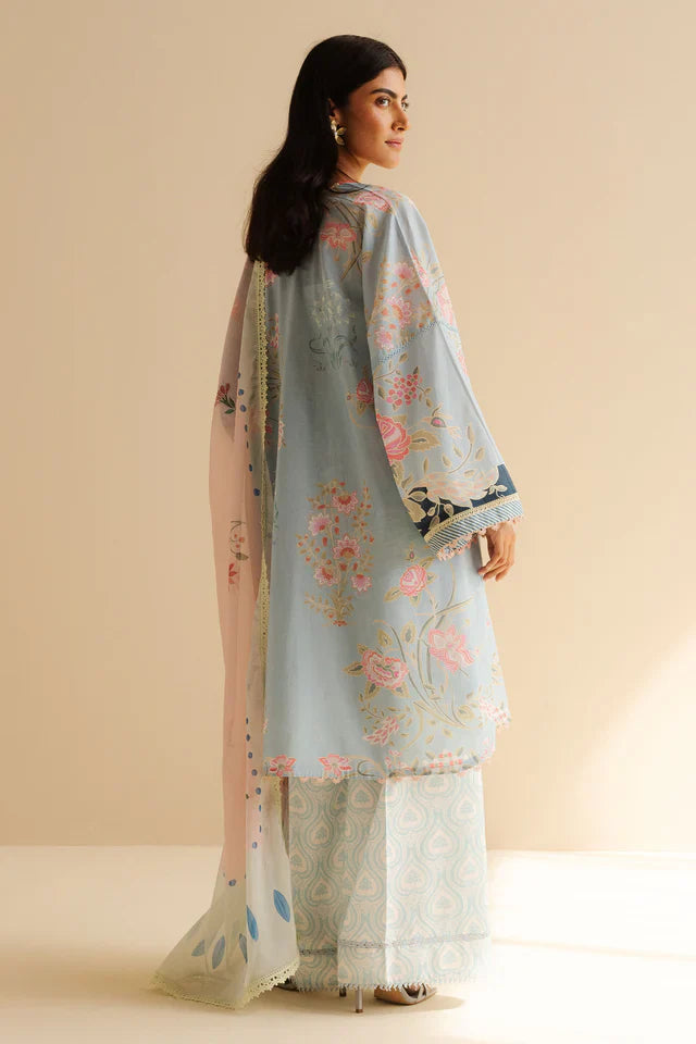 Zara Shahjahan Coco-8B Vara 3-Piece Printed Lawn (Lawn Shirt, Cambric Pants, Silk Dupatta)