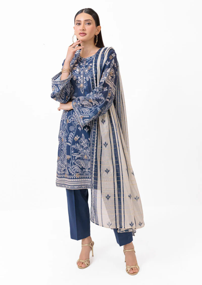 Blue Jacquard 3-Piece Suit
