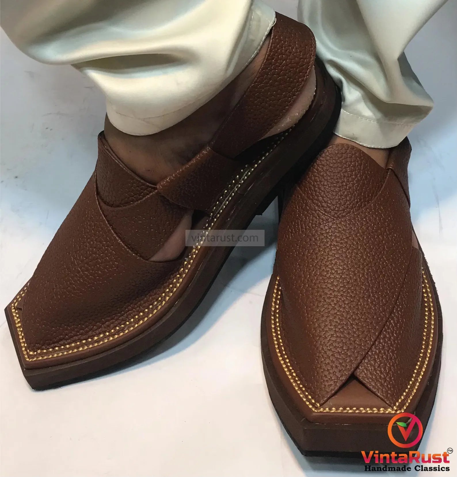 Handcrafted Dark Brown Leather Peshawari Chappal – Men's Traditional Footwear