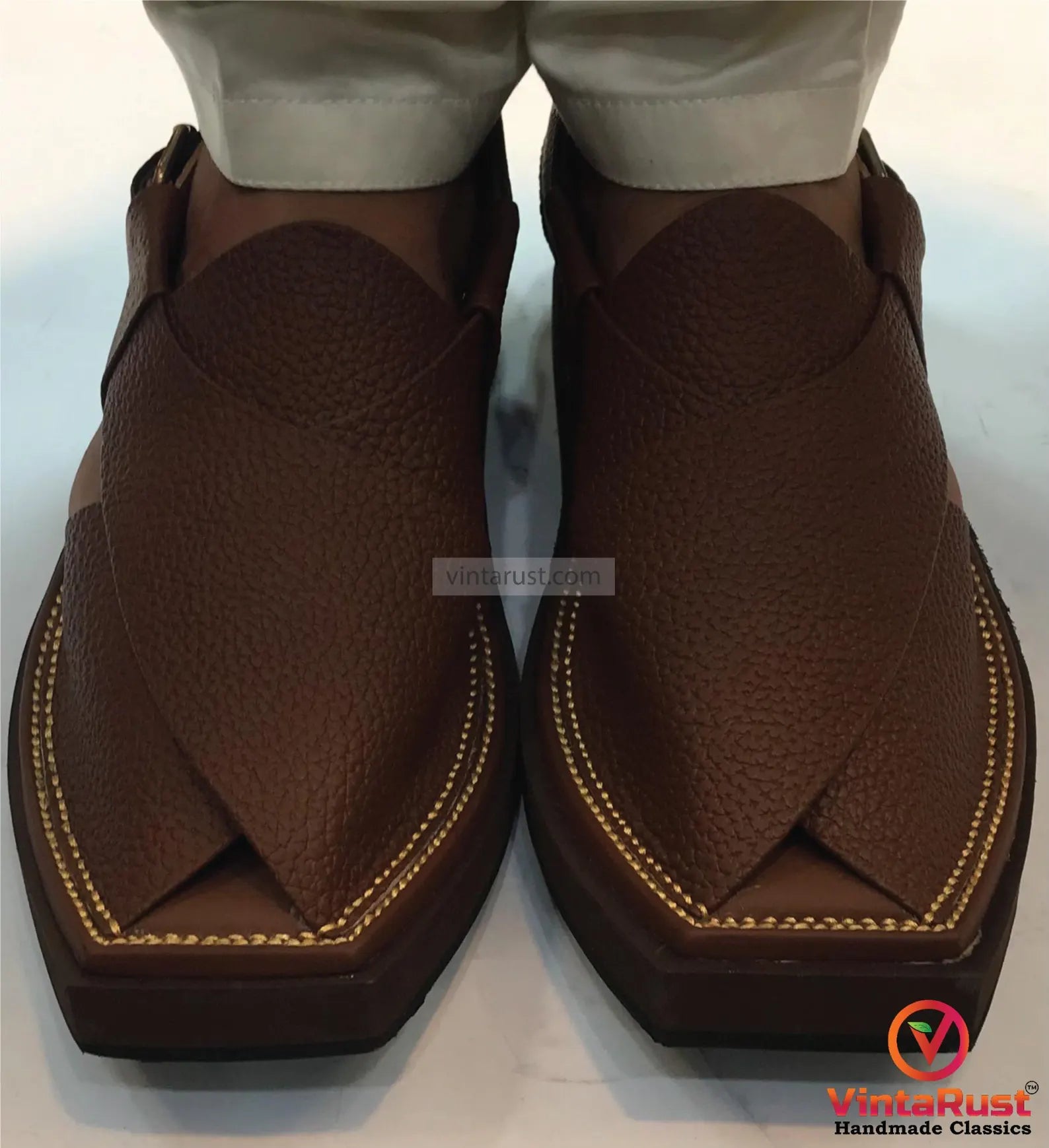 Handcrafted Dark Brown Leather Peshawari Chappal – Men's Traditional Footwear