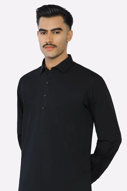 EG3694 Men’s Kameez Shalwar – Black, Ready-to-Wear