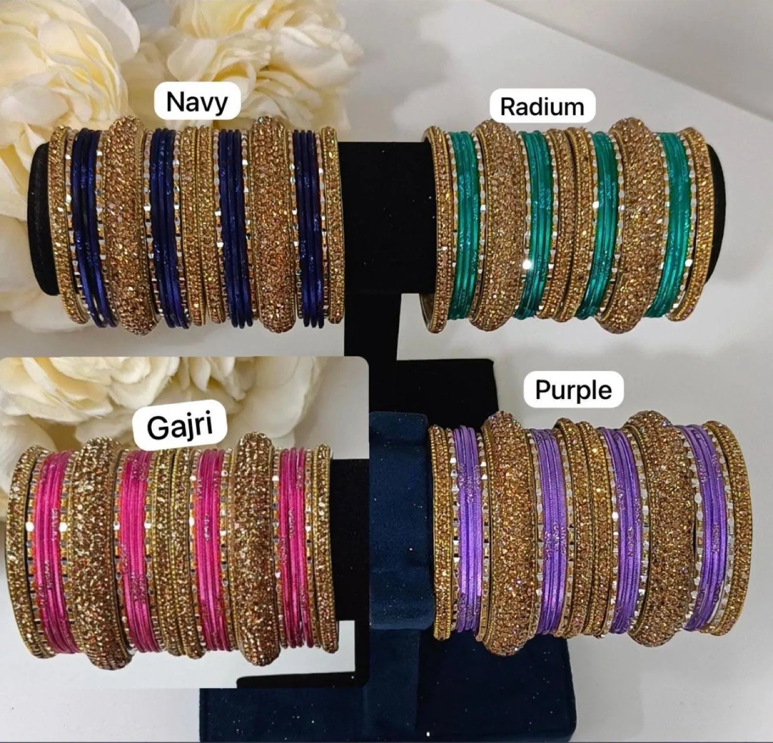 Indian Bangles Set with Stone Work Kada – Pakistani & Indian Wedding Jewelry