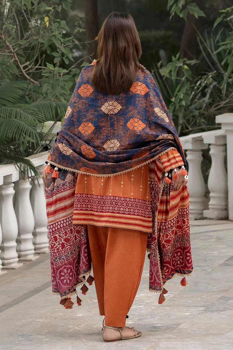 Gul Ahmed – Rust Printed Linen Suit